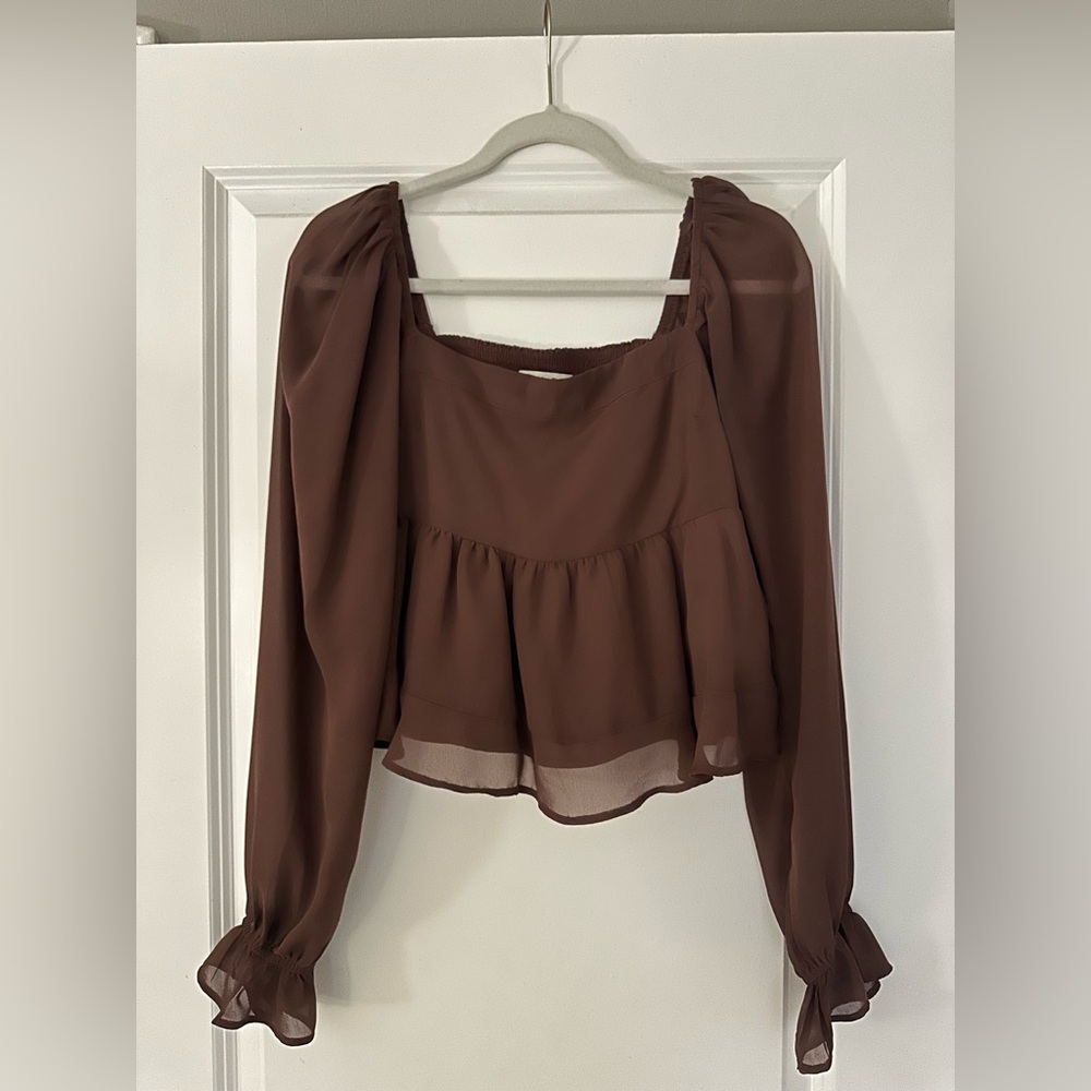 Abercrombie & Fitch Long Sleeve Squareneck Babydoll Top